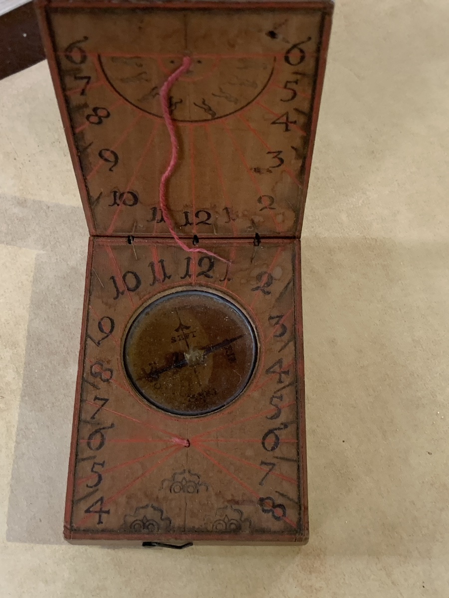 Boussole ancienne en bois-photo-3