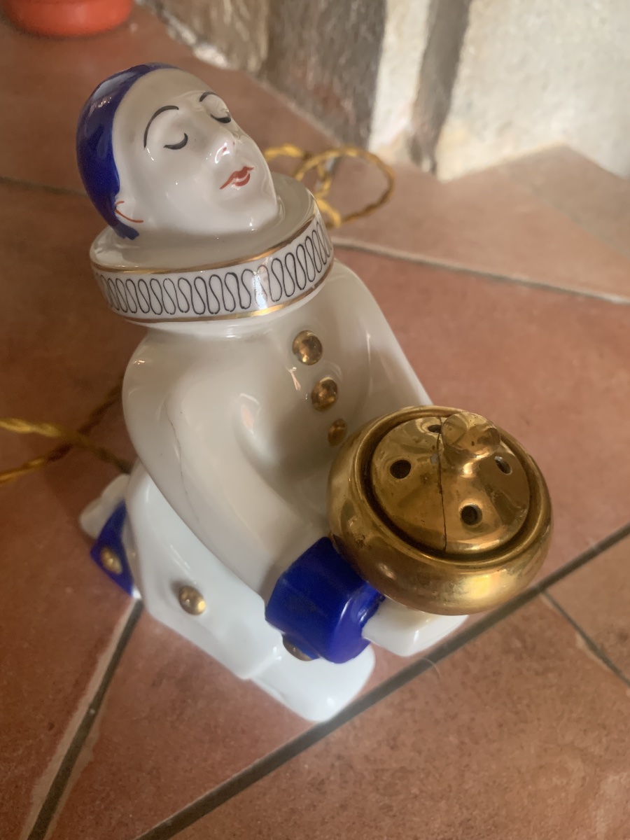 Charming  Art Deco Porcelain Night Light, By Alfred Lanternier In Limoges.