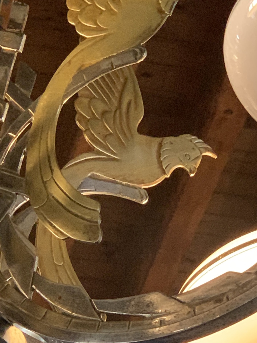 Large Art Deco Chandelier With Parrots-photo-4