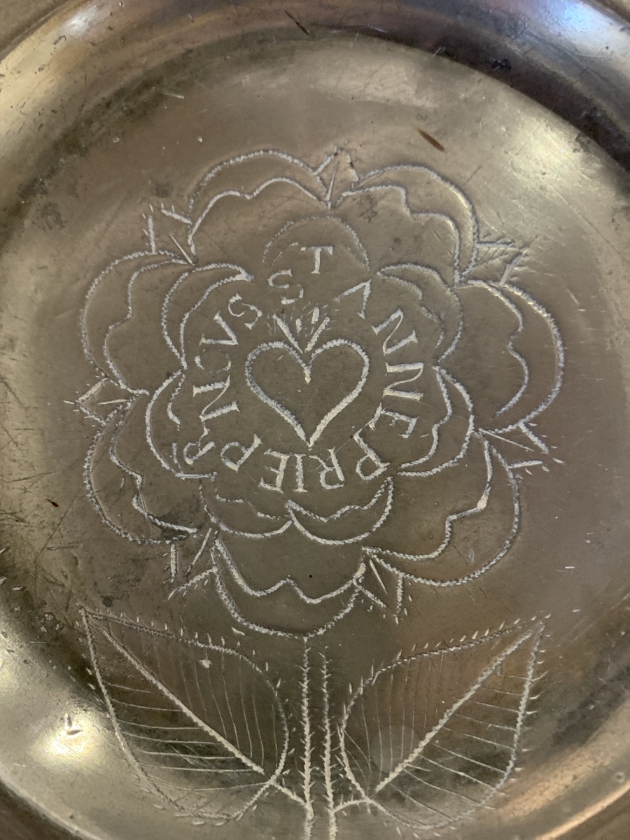Eighteenth-century Pewter Votive Plate Dedicated To Saint Anne-photo-2