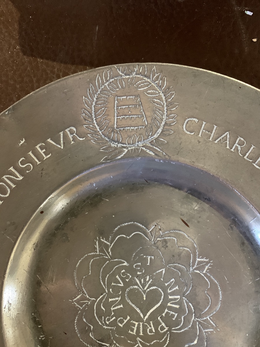 Eighteenth-century Pewter Votive Plate Dedicated To Saint Anne-photo-3