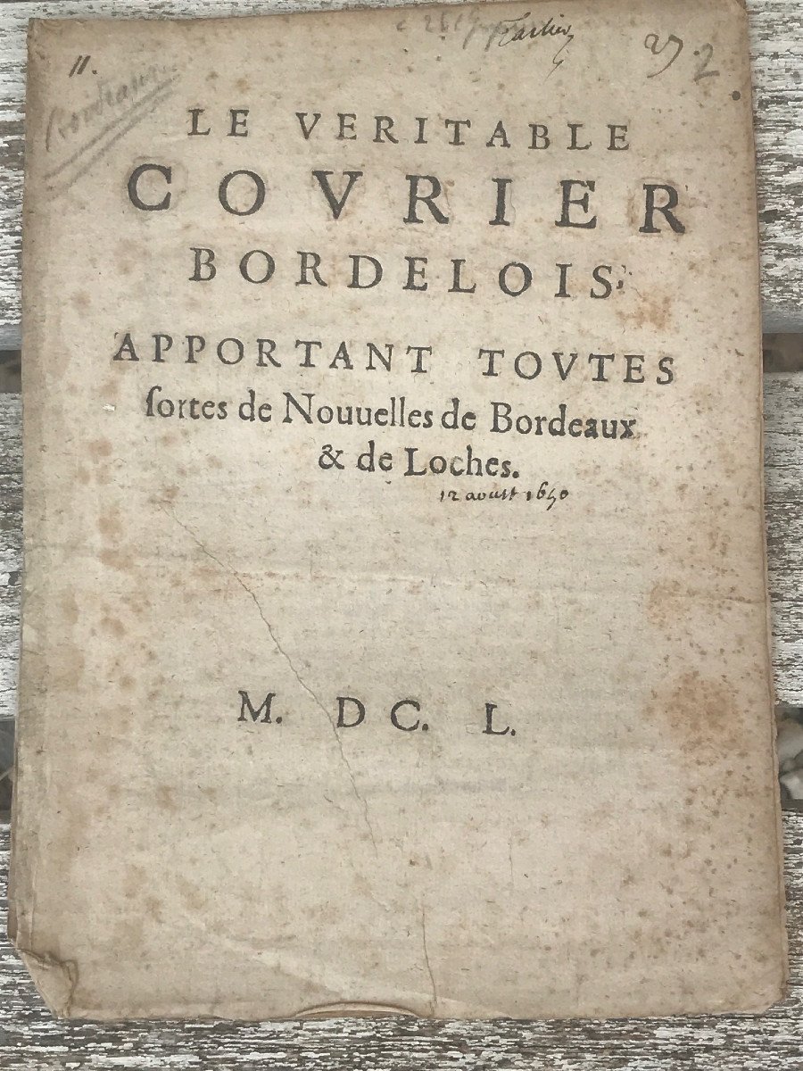 4 Rares Documents d'époque Sur La Fronde à Bordeaux En 1649/50-photo-4