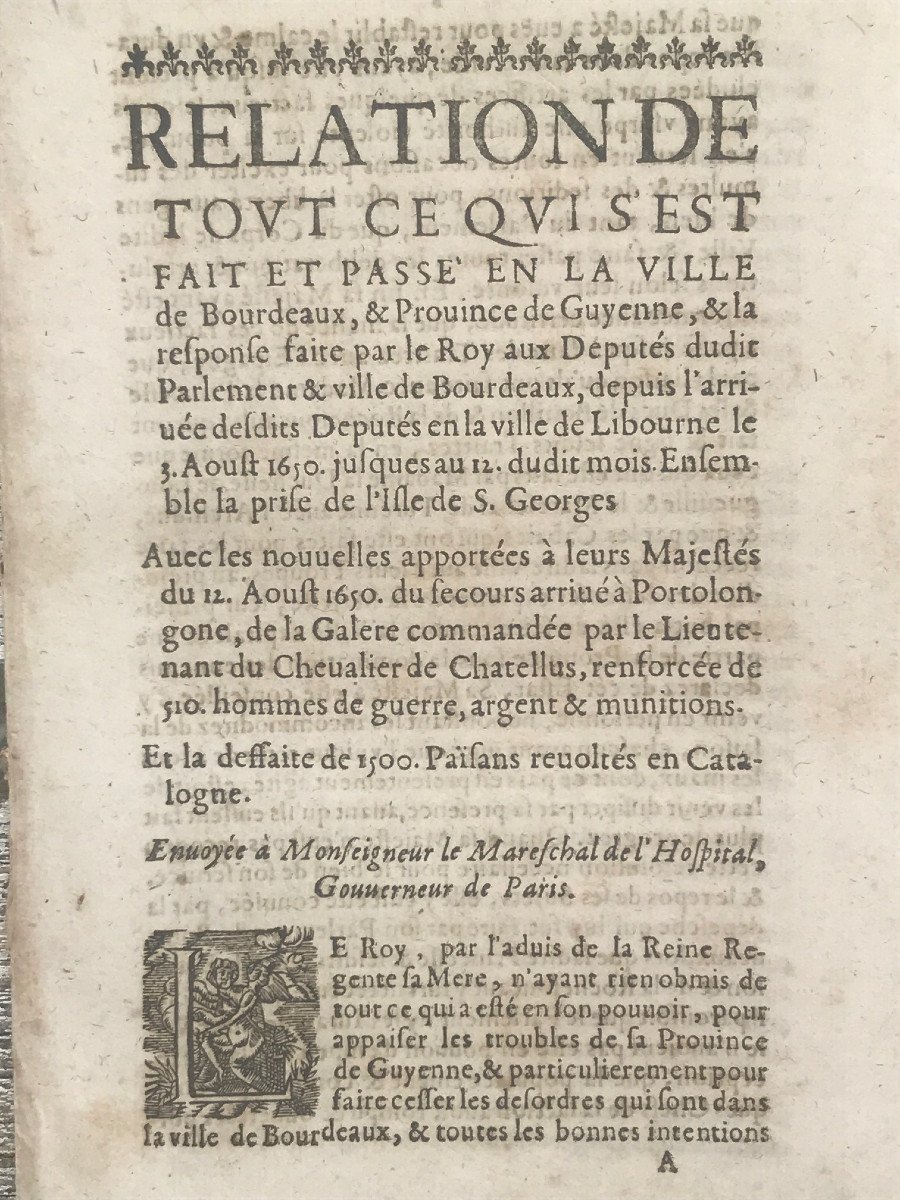 4 Rares Documents d'époque Sur La Fronde à Bordeaux En 1649/50-photo-1