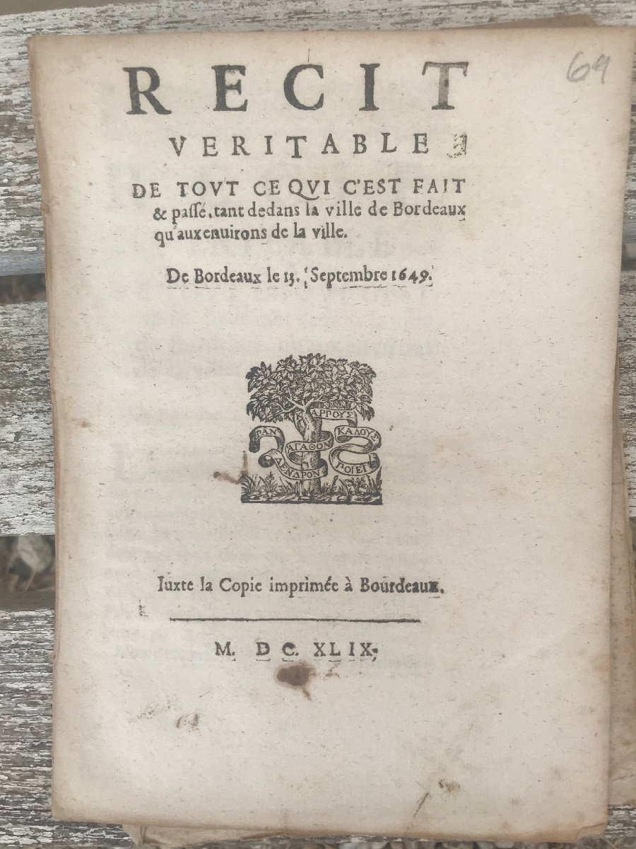 4 Rares Documents d'époque Sur La Fronde à Bordeaux En 1649/50-photo-3