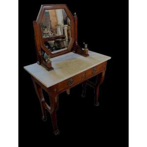 19th Century Dressing Table White Marble Top, Claw Feet