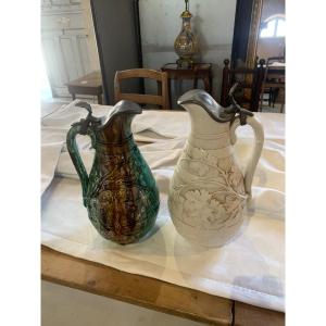 2 1900 Keramis Boch Frères Pitchers
