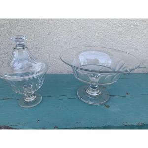 Large Crystal Bowl And Matching Candy Dish