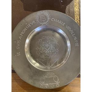 Eighteenth-century Pewter Votive Plate Dedicated To Saint Anne