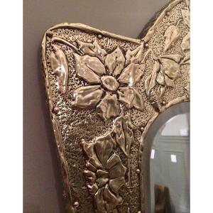 Mirror With Flowers & Leaves Decor 