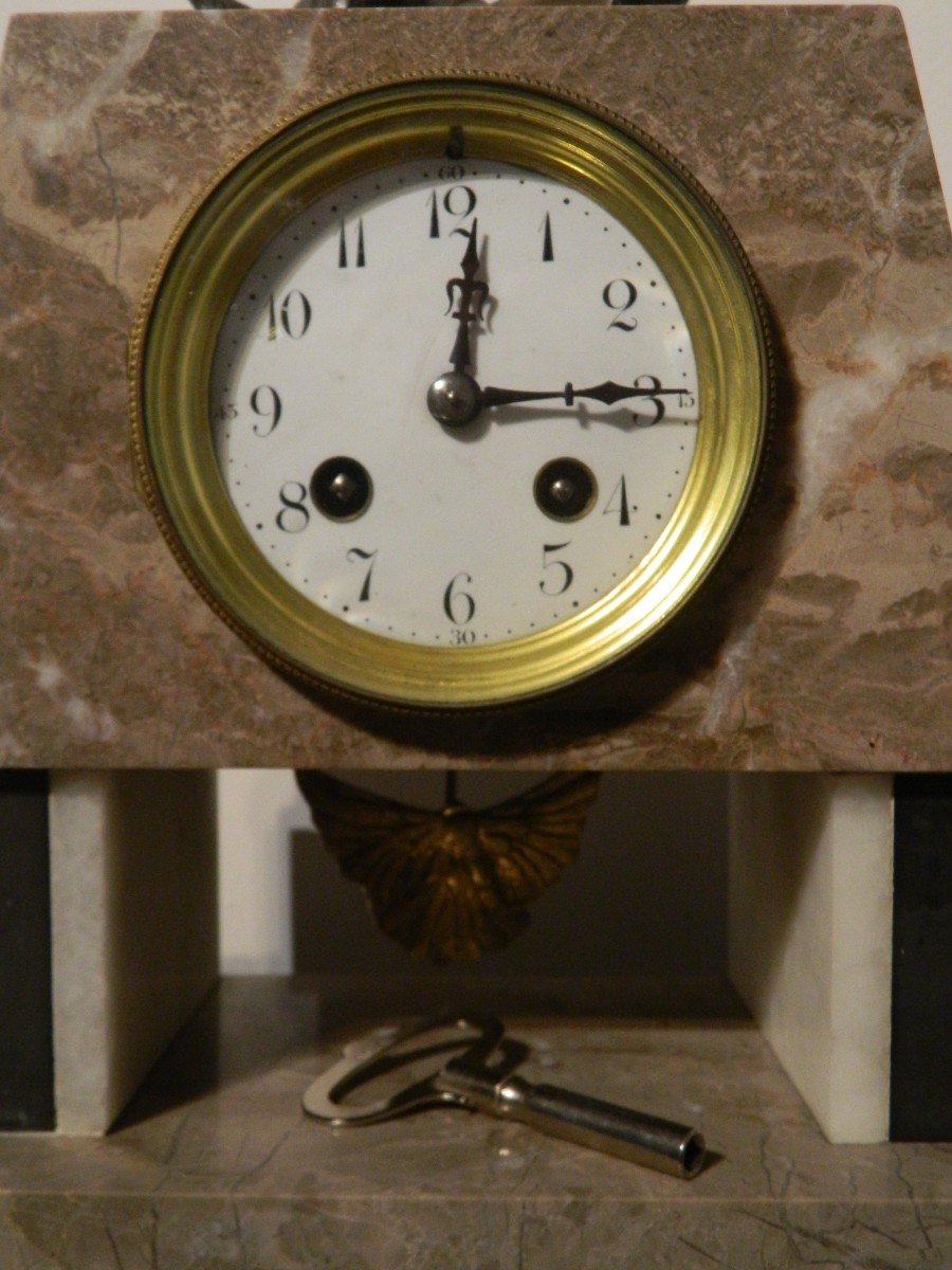 Art Deco Marble Clock With Children And Cat Spelter-photo-4