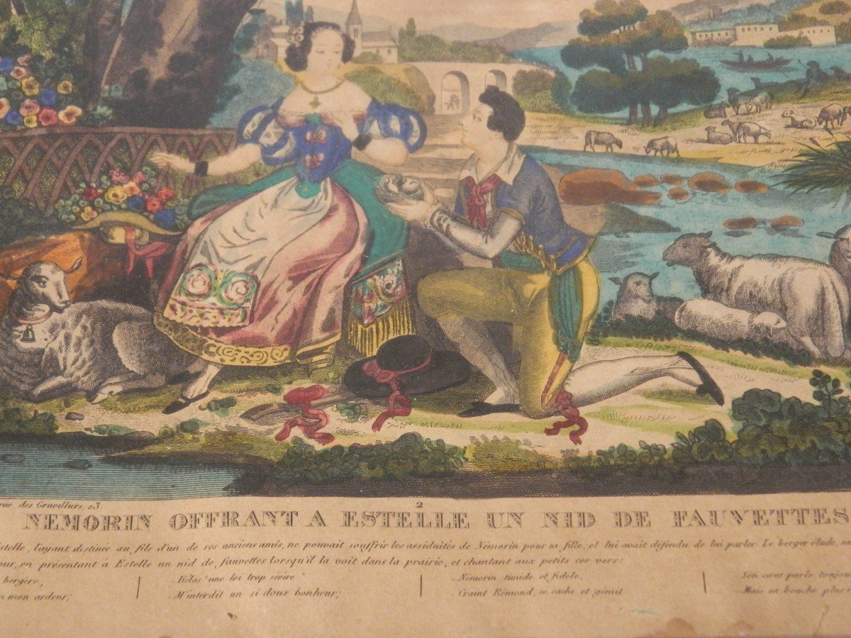 Série De 4 Gravures Estelle Et Nemorin, 19ème Siècle-photo-2