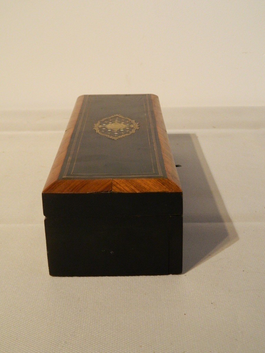 Glove Box In Ebonized Wood With Mother Of Pearl Inlays, 19th Century-photo-3