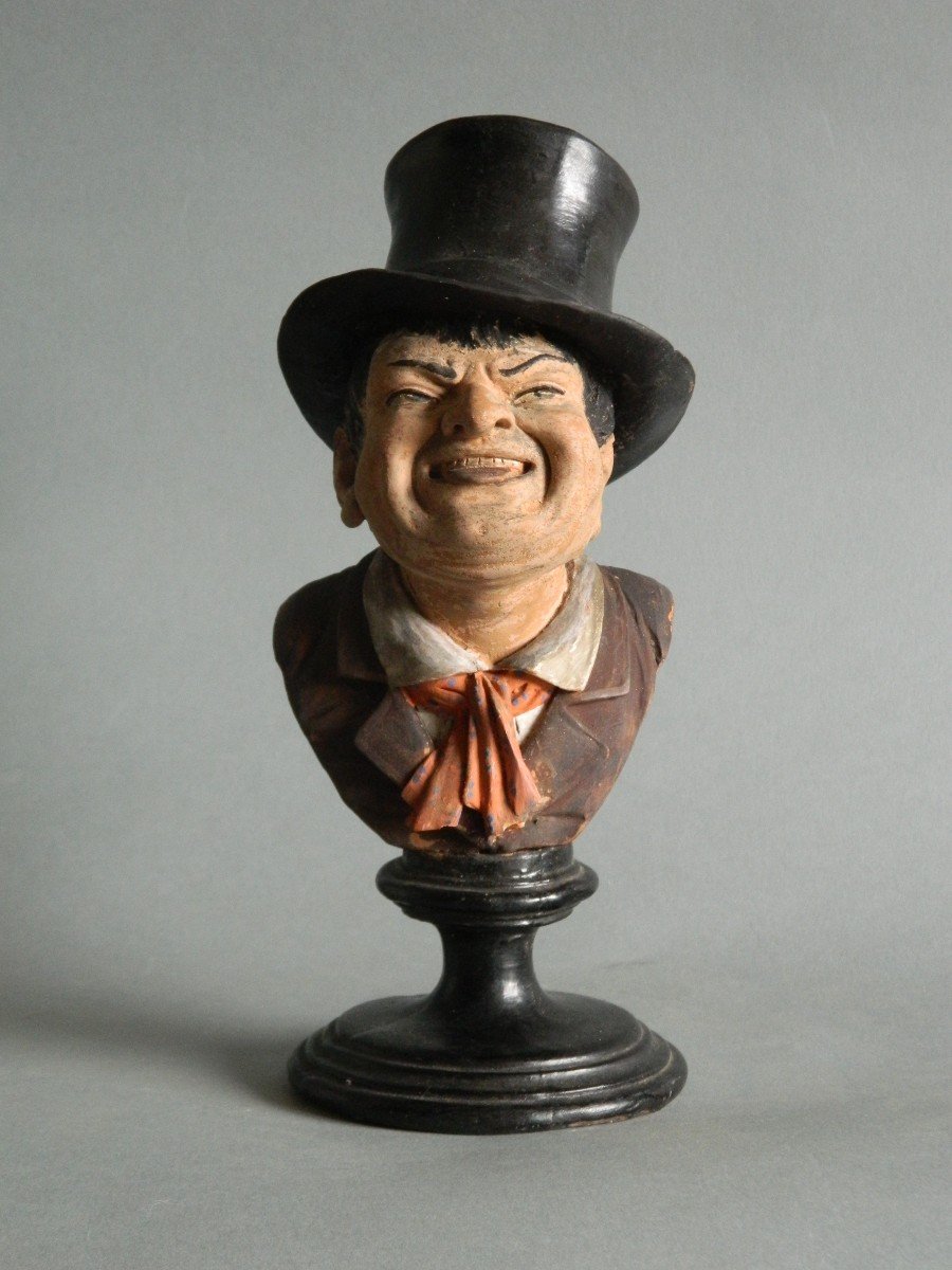 Pair Of Polychrome Terracotta Busts, 19th Century-photo-3
