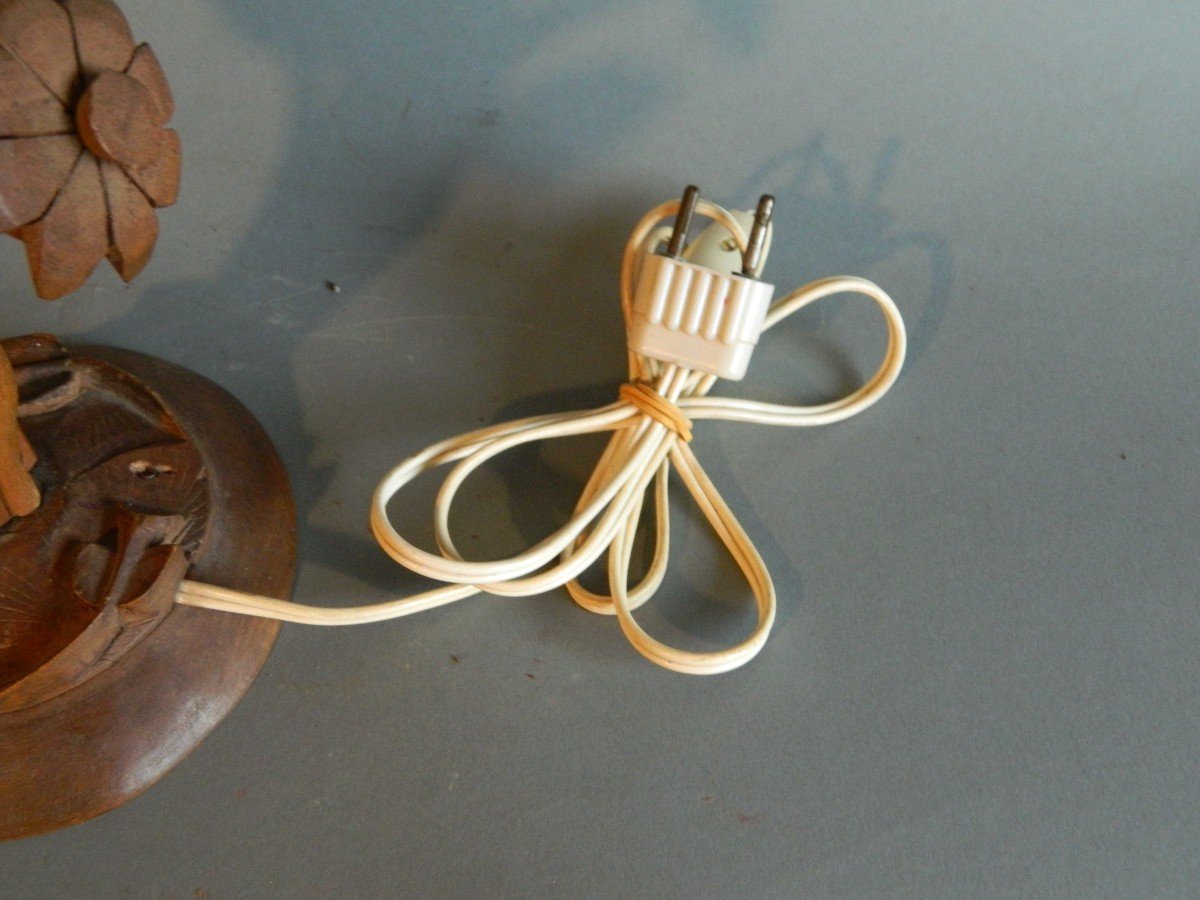 Wooden Lotus Lamp, Circa 1950-photo-2