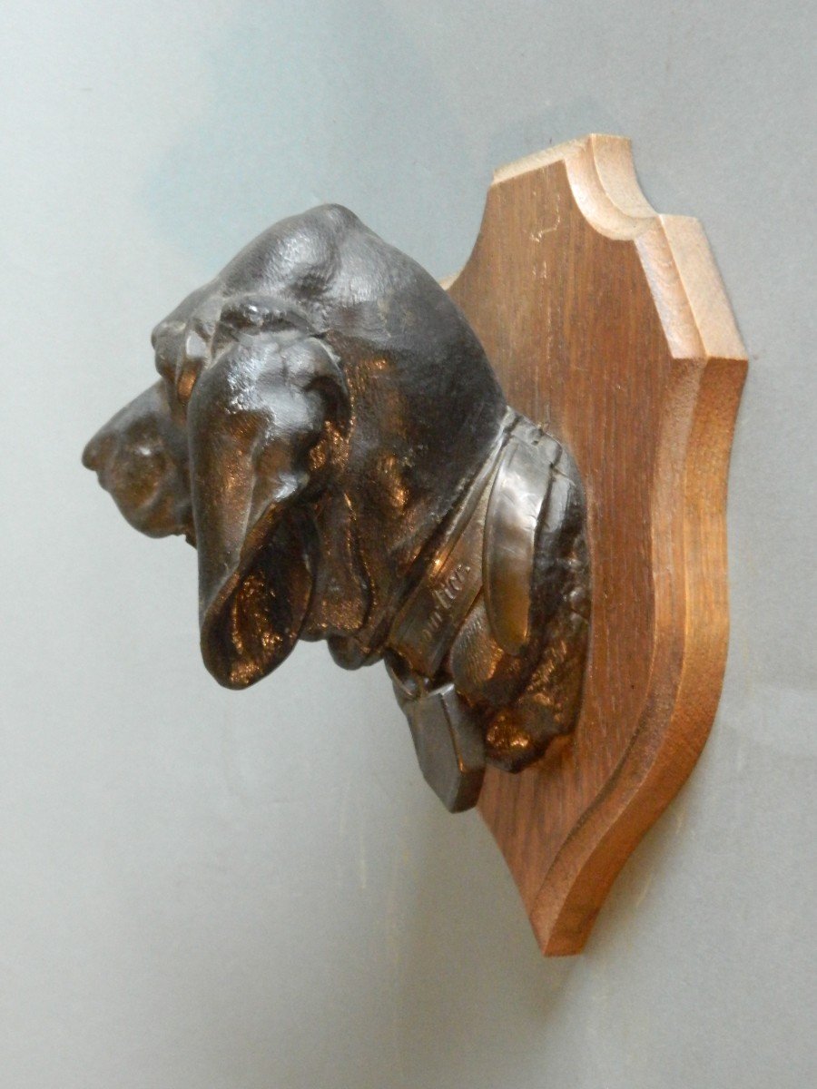 Pair Of Regulated Hunting Dog Heads By Prosper Lecourtier, 19th Century-photo-4