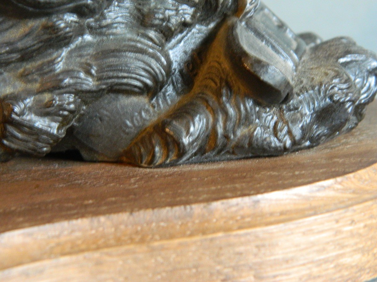 Pair Of Regulated Hunting Dog Heads By Prosper Lecourtier, 19th Century-photo-2