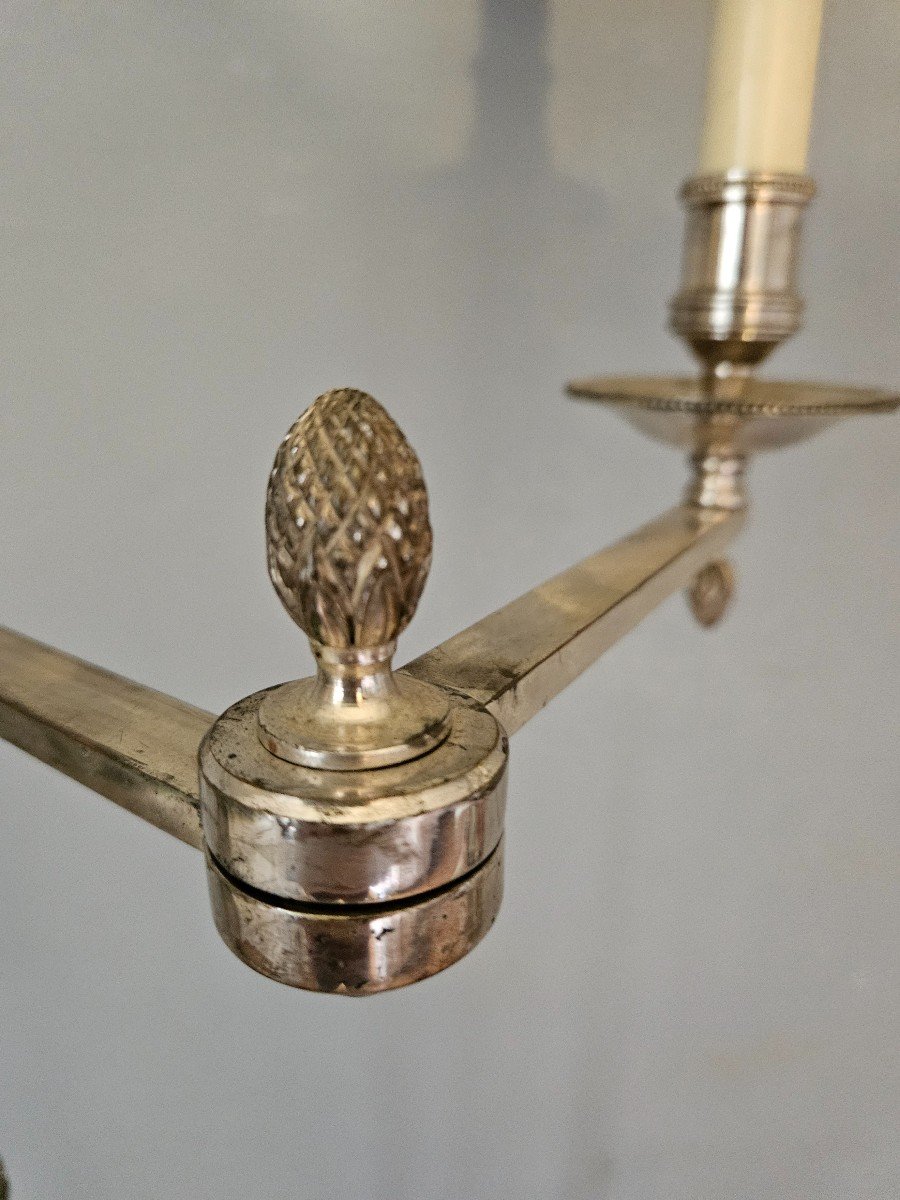 Lampadaire Liseuse Télescopique En Métal Argenté Avec Bras Articulé -photo-3