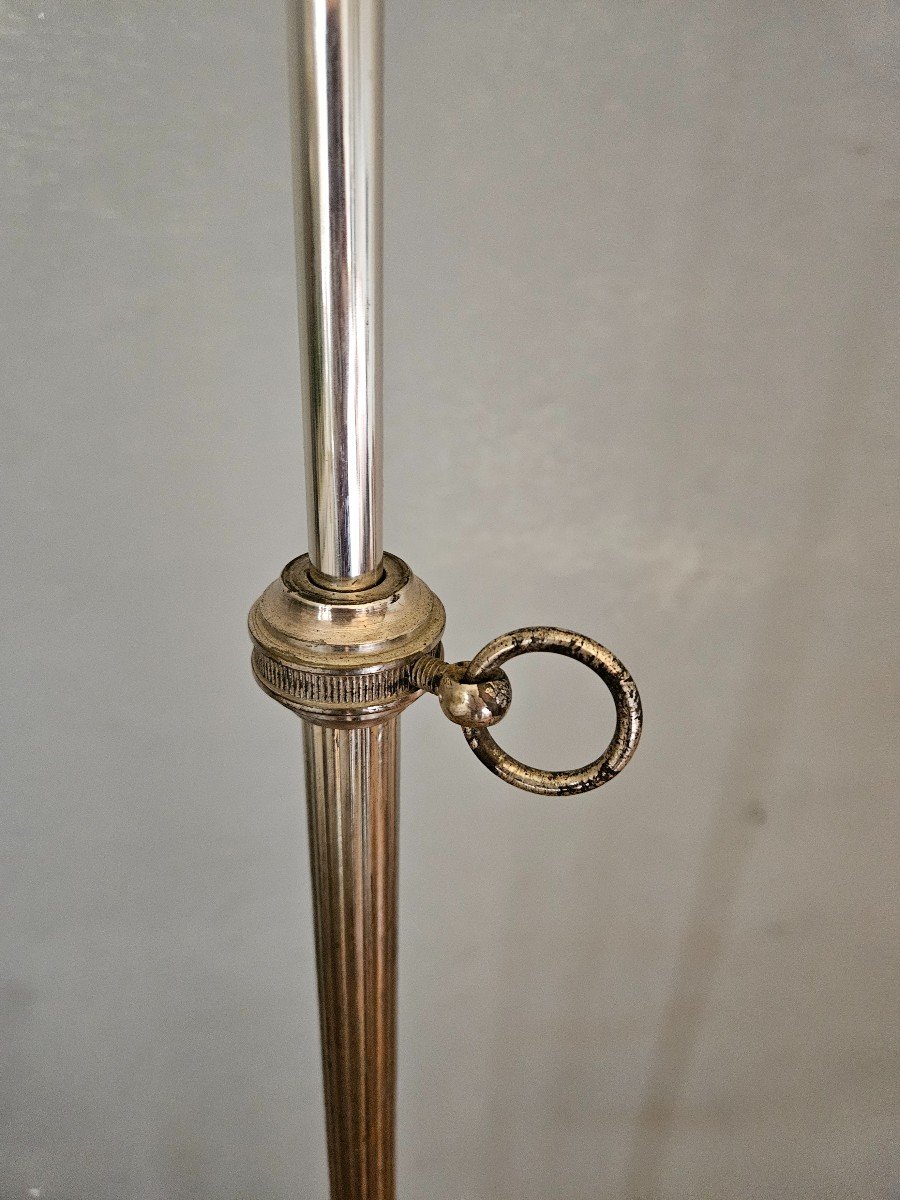 Lampadaire Liseuse Télescopique En Métal Argenté Avec Bras Articulé -photo-1