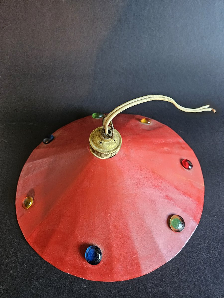 Paire de suspensions vintage rouge et dorée-photo-6