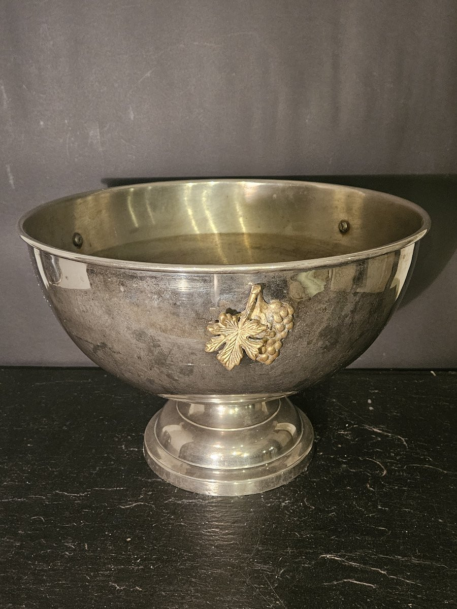 Vintage Silver And Gold Metal Champagne Cooler-photo-2
