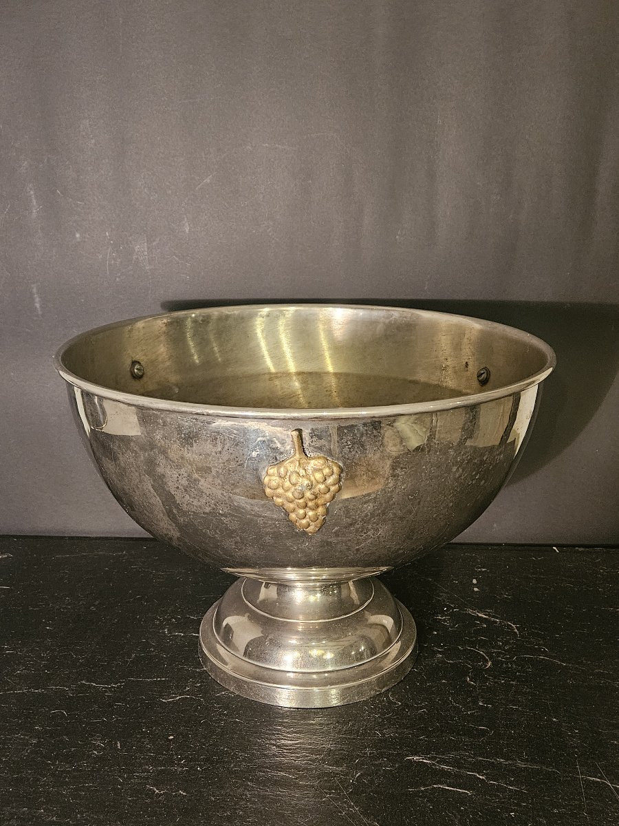 Vintage Silver And Gold Metal Champagne Cooler-photo-3