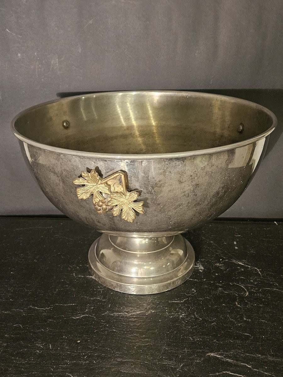 Vintage Silver And Gold Metal Champagne Cooler-photo-4