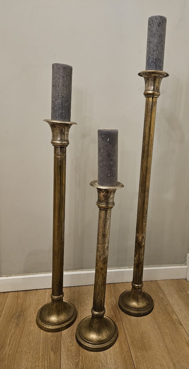 Set Of Three Metal Candle Holders