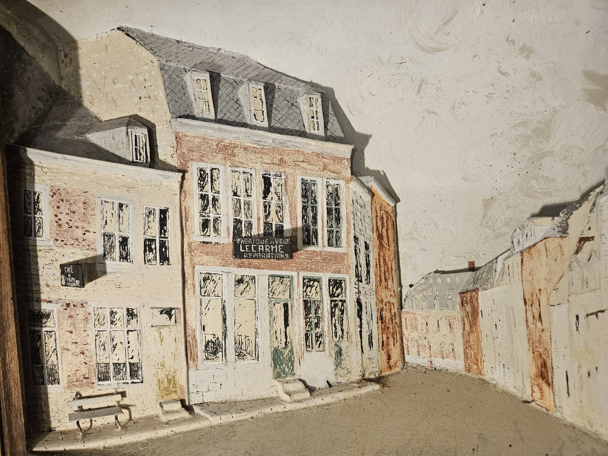 Metal Bas-relief Painting Depicting A Street-photo-3