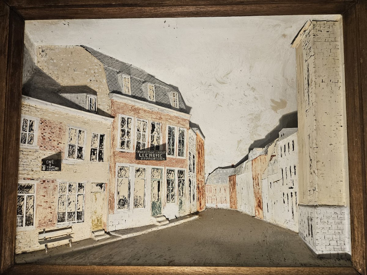 Metal Bas-relief Painting Depicting A Street-photo-4