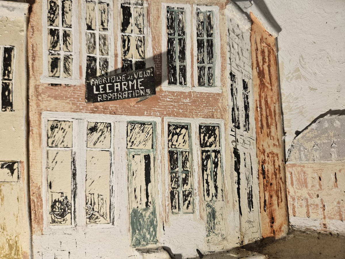 Metal Bas-relief Painting Depicting A Street-photo-1