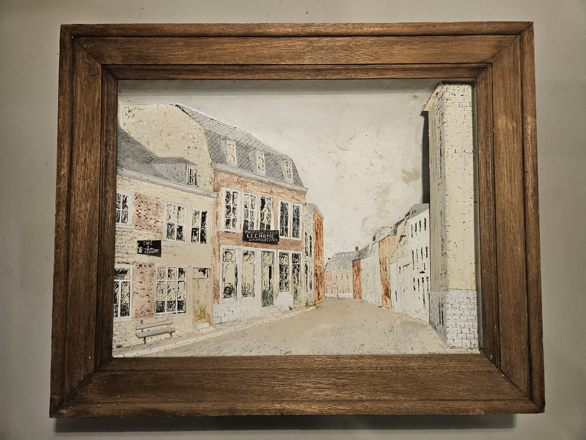 Metal Bas-relief Painting Depicting A Street