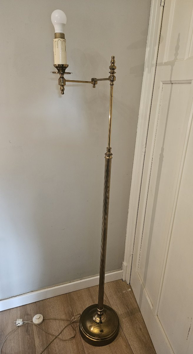 Gold-plated Brass Floor Lamp/reading Lamp, 1960s-photo-2