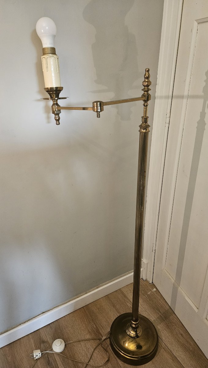 Gold-plated Brass Floor Lamp/reading Lamp, 1960s-photo-3
