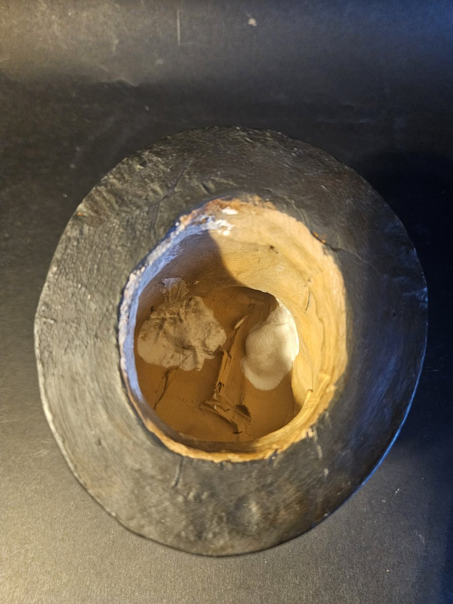 Tête de renard en terre cuite polychrome-photo-5