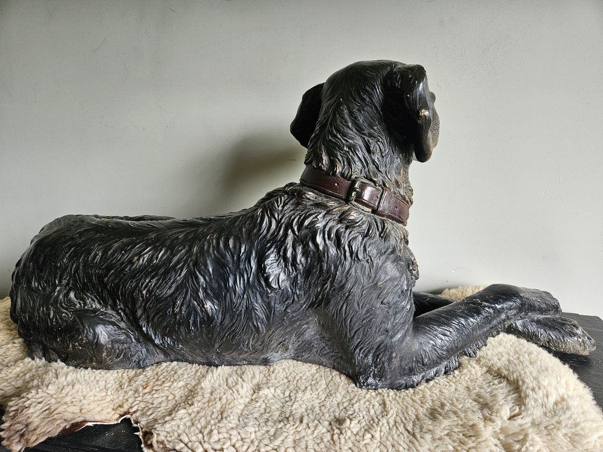 Life-size Terracotta Painted Flat-coated Retriever Dog-photo-3