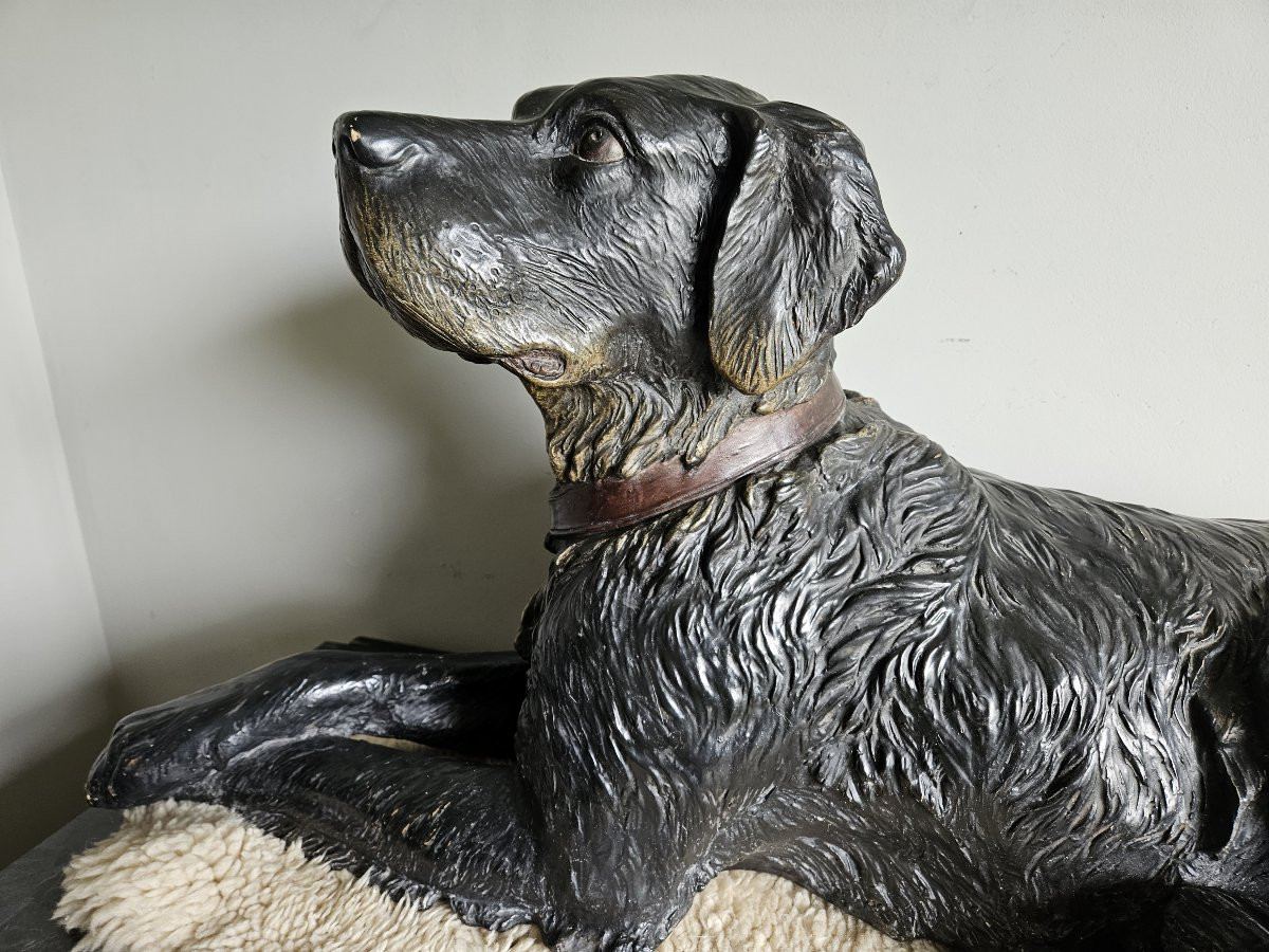 Life-size Terracotta Painted Flat-coated Retriever Dog-photo-1
