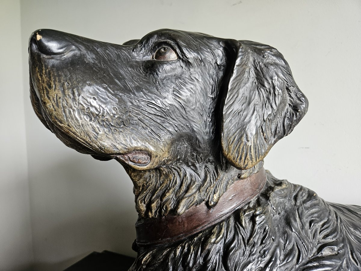 Life-size Terracotta Painted Flat-coated Retriever Dog-photo-3