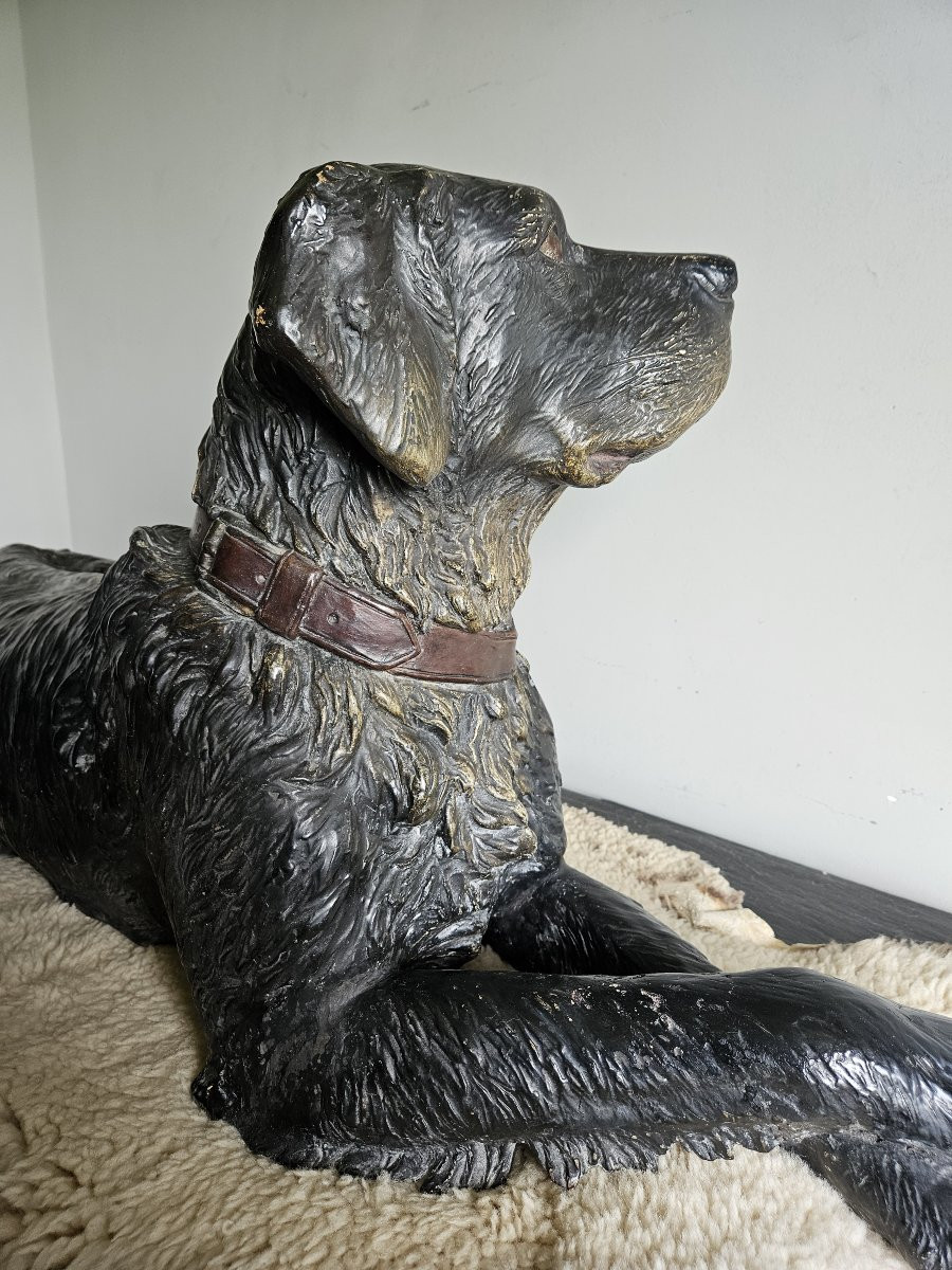 Life-size Terracotta Painted Flat-coated Retriever Dog-photo-6