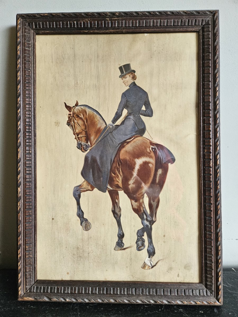 Series Of 4 Equestrian Lithographs-photo-2