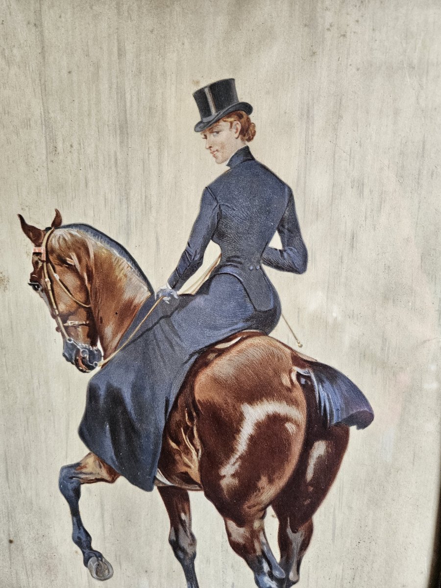 Series Of 4 Equestrian Lithographs-photo-3