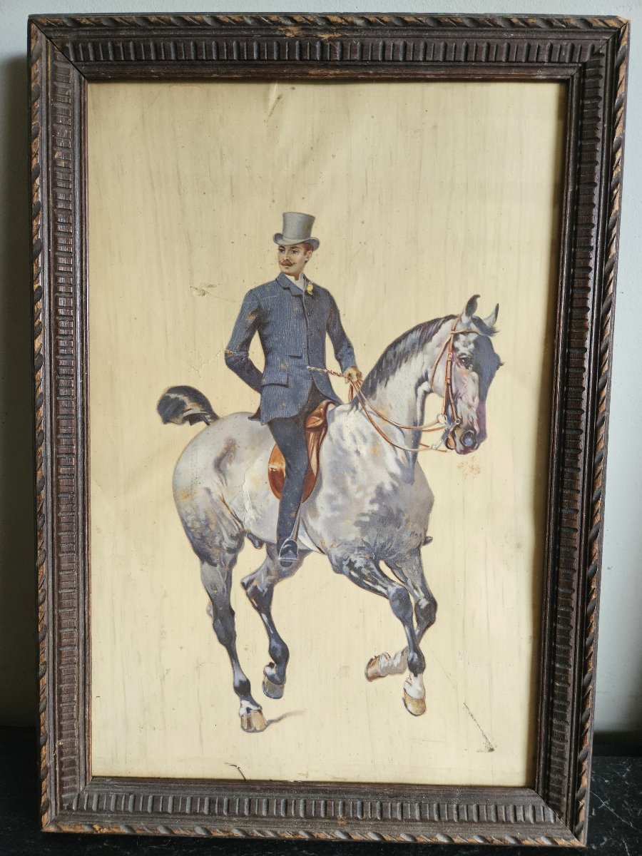 Series Of 4 Equestrian Lithographs-photo-1