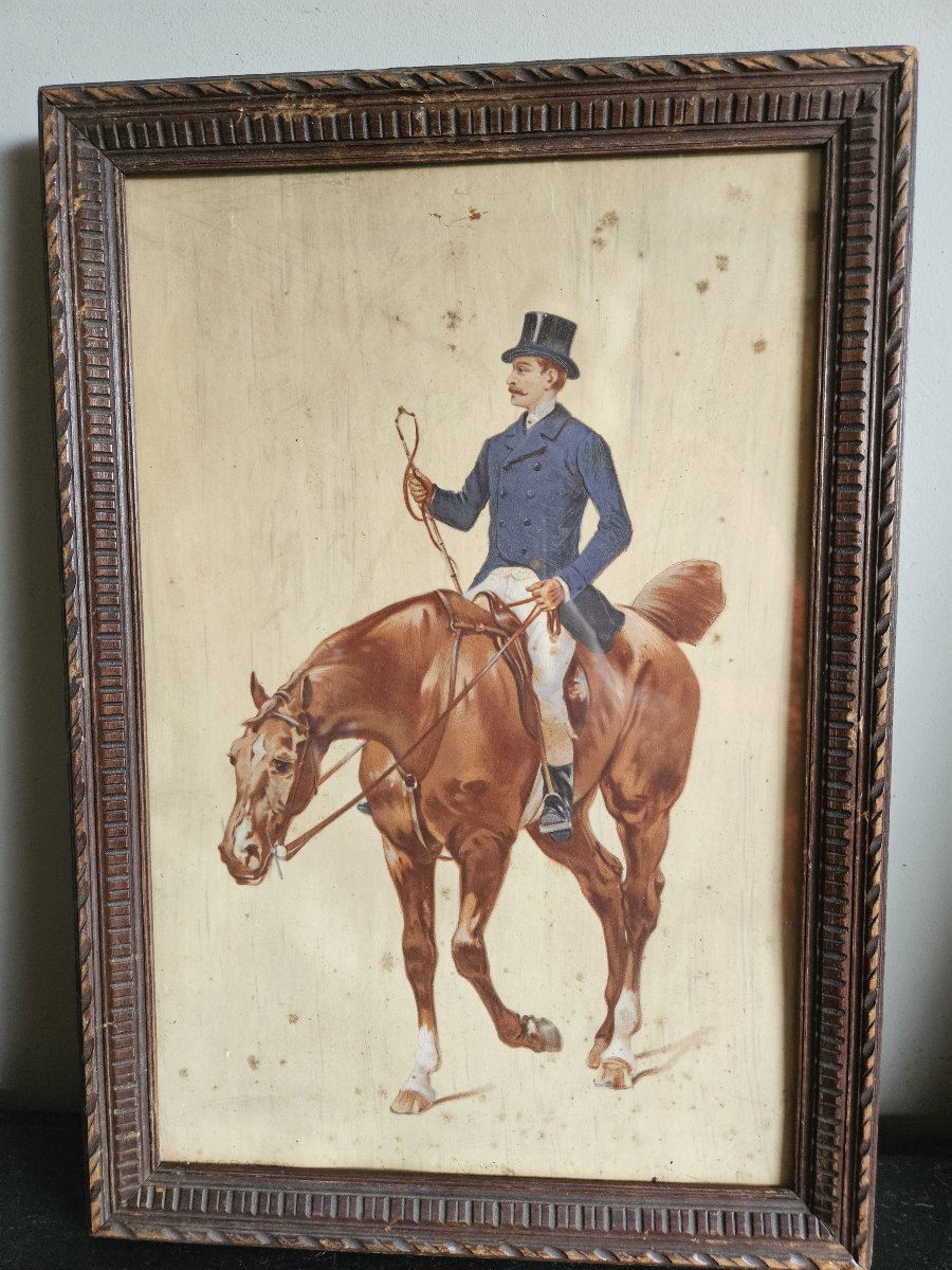 Series Of 4 Equestrian Lithographs-photo-3