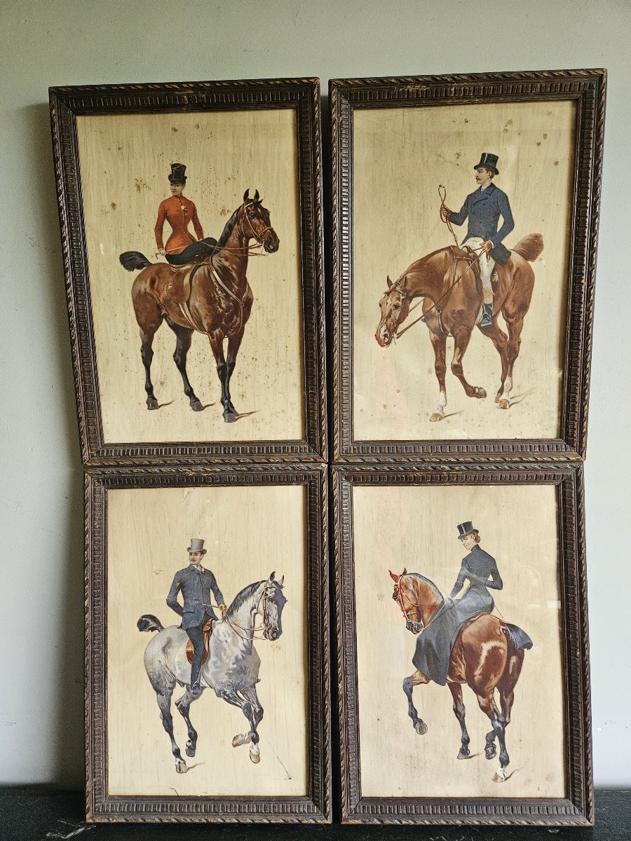 Series Of 4 Equestrian Lithographs-photo-8