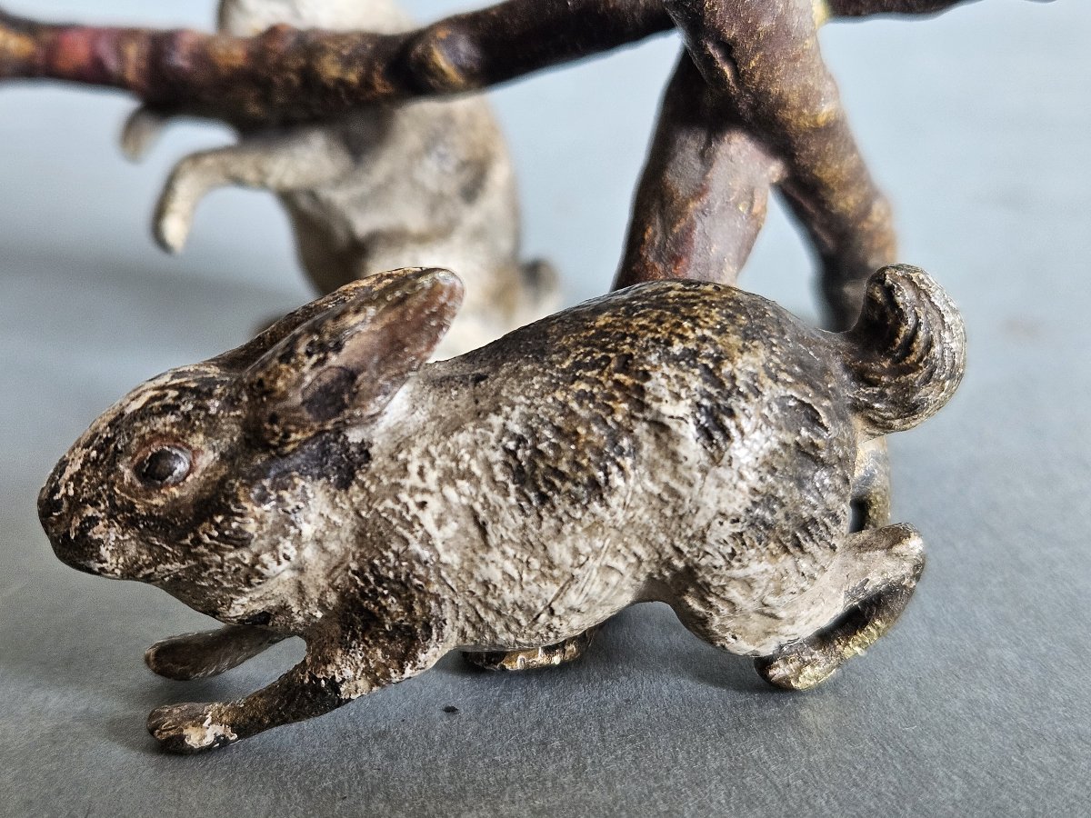 Austrian Cold Painted Bronze Rabbits -photo-4