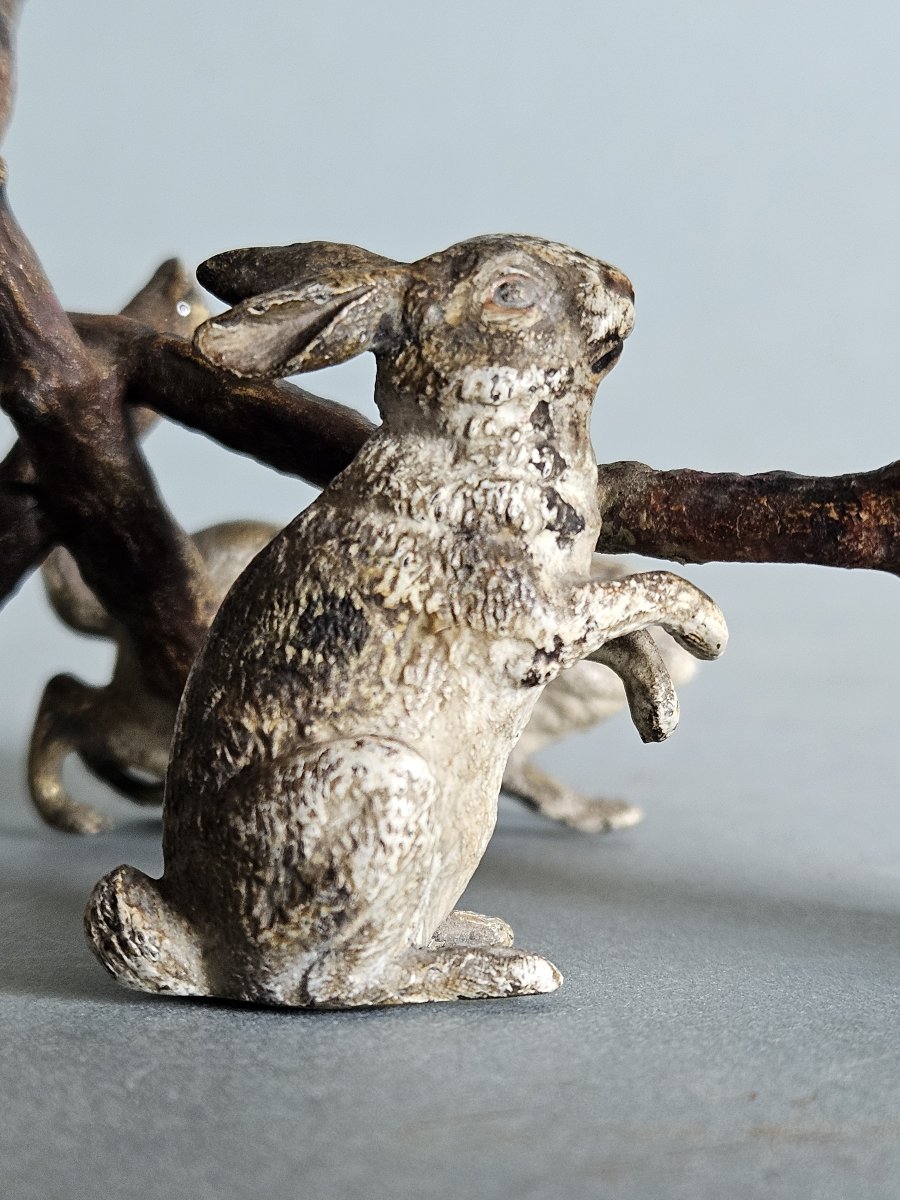Austrian Cold Painted Bronze Rabbits -photo-2