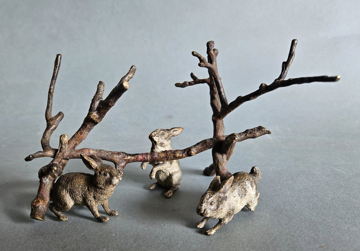 Austrian Cold Painted Bronze Rabbits 