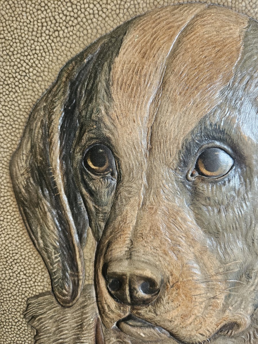 Lithographie en relief d'une tête de chien-photo-4