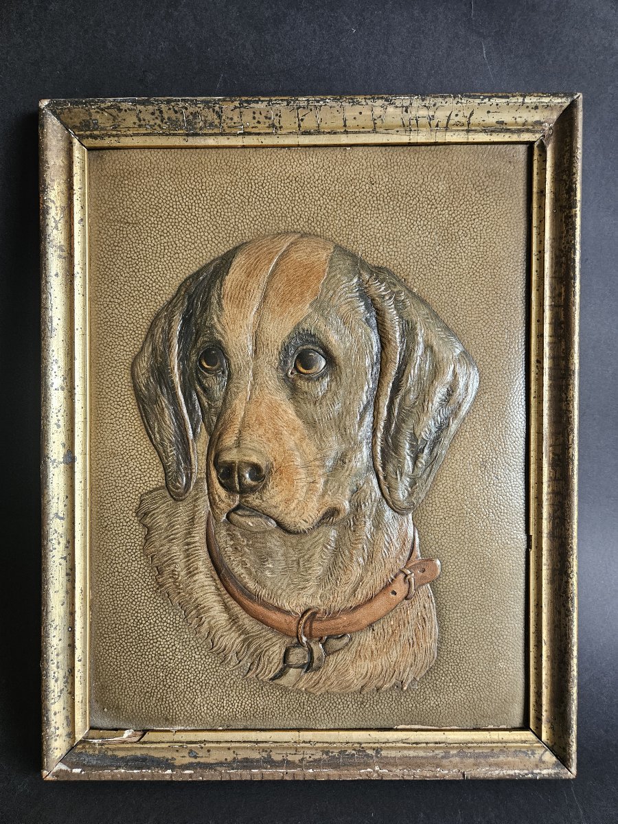 Lithographie en relief d'une tête de chien-photo-2