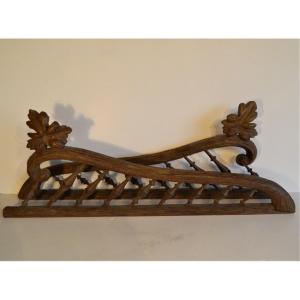 Small Black Forest Carved Wooden Stair Railing