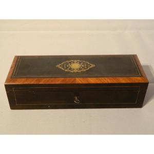 Glove Box In Ebonized Wood With Mother Of Pearl Inlays, 19th Century